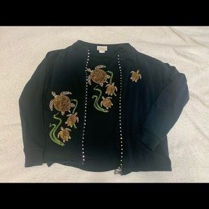 Rhinestone sea turtles jacket and matching top set woman’s size medium 🐢